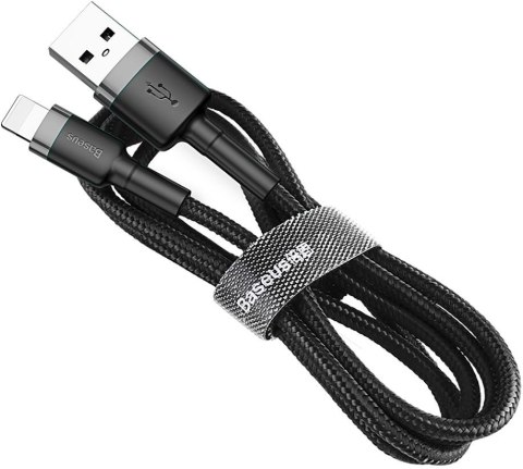 KABEL USB-A / Lightning iPhone Baseus Cafule CALKLF-BG1 100cm Apple 2.4A CZARNO-SZARY W OPLOCIE BASEUS