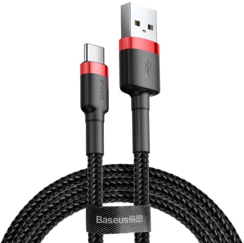 KABEL USB-A / USB-C Baseus Cafule CATKLF-B91 100cm 3A QC 3.0 CZARNO-CZERWONY W OPLOCIE BASEUS