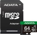 Adata Karta pamięci microSD Speed Plus 64GB UHS1 U3 V30 A2 160/140 MB/s ADATA