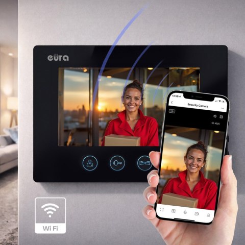 WIDEODOMOFON EURA VDP-90A3 DELTA + biały monitor TUYA EURA