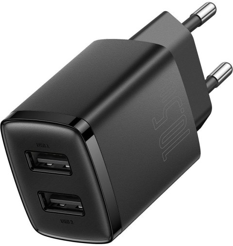 ŁADOWARKA SIECIOWA Baseus Compact Charger CCXJ010201 10.5W 2x USB-A CZARNA BASEUS