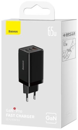 Ładowarka sieciowa Baseus GaN 5 Pro CCGP120201 65W 1x USB-A 2x USB-C PD 3.0 QC 4.0 + kabel USB-C BASEUS