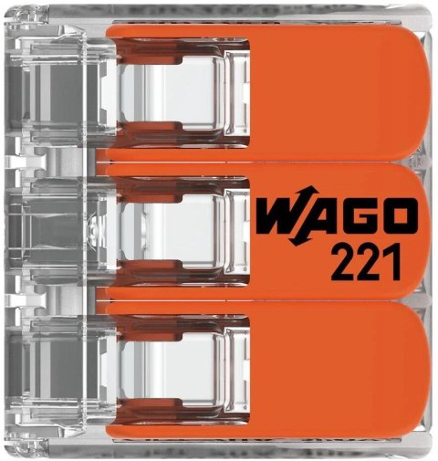 Szybkozłączka uniwersalna LINKA/DRUT 3x 0,2-4mm2 WAGO 221-413 (Paczka 50szt.) WAGO