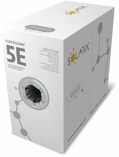 KABEL SKRĘTKA SOLARIX CAT.5E U/UTP UV ŻELOWANY Fca karton 305m SOLARIX