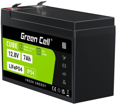 AKUMULATOR LITOWO-ŻELAZOWO-FOSFORANOWY LiFePO4 Green Cell Cube 12.8V 7Ah LFPGC12V7AH GREEN CELL