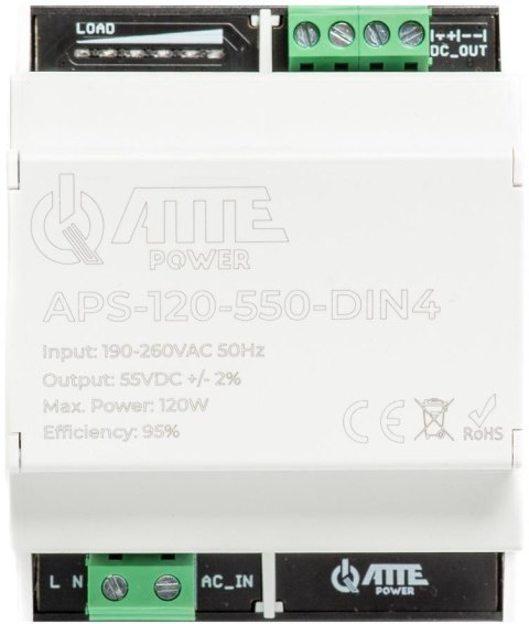 Zasilacz impulsowy 55V 120W w obudowie DIN4 ATTE APS-120-550-DIN4 ATTE