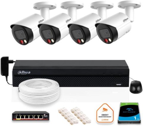 Zestaw monitoringu IP Dahua 8mpx 4K 4 kamery IPC-HFW2849S-S-IL z dyskiem DAHUA