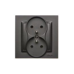 KONTAKT SIMON 10 CZARNY MAT GNIAZDO Z/U 2X ZACISKI ŚRUBOWE 16A 250V KONTAK-SIMON