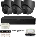 Zestaw monitoringu IP BCS Point 3x Kamera BCS-P-EIP28FWR3-Ai2-G Rejestrator z dyskiem BCS