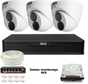Zestaw monitoringu IP BCS Point 3x Kamera BCS-P-EIP28FWR3-Ai2 Rejestrator z dyskiem BCS