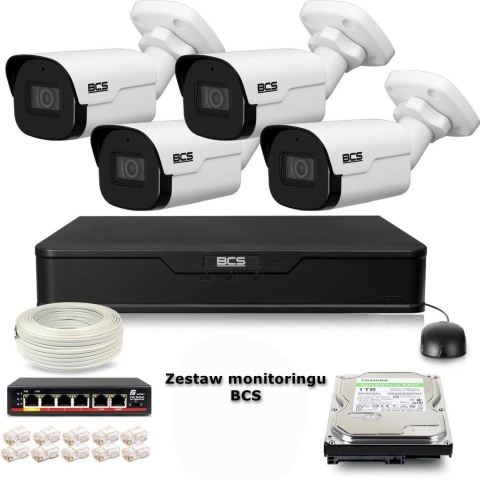 Zestaw monitoringu IP BCS Point 4x Kamera BCS-P-TIP24FSR4-Ai2 (Z49056B4)
