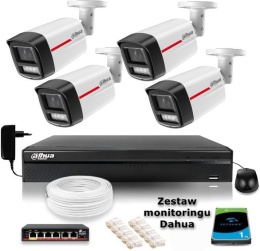 Zestaw monitoringu IP DAHUA 4 kamery zewnętrzne WizColor 2K 50m (Z53287B4)