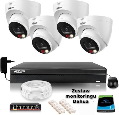 Zestaw monitoringu IP Dahua 4 Kamer IP 8mpx 4K (Z53629T4)