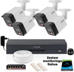 Zestaw monitoringu IP Dahua 4 Kamery zewnętrzne 6mpx (Z51915B4)