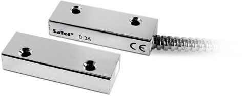 Czujka magnetyczna Satel B-3A, boczna (obudowa metalowa, przewody w osłonie)
