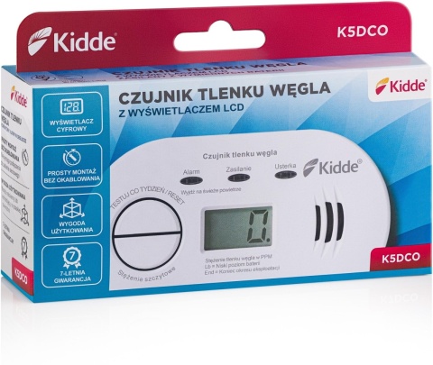 Czujnik tlenku węgla z wyświetlaczem Kidde K5DCO