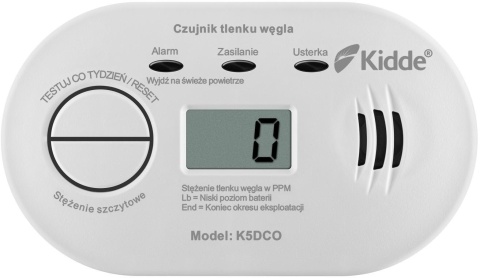Czujnik tlenku węgla z wyświetlaczem Kidde K5DCO