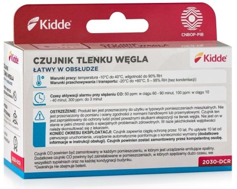 Czujnik tlenku węgla (czadu) Kidde 2030-DCR