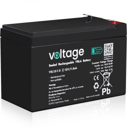 Akumulator AGM Voltage Long Life 12V 7Ah VEL12-7.0 (Żywotność 15 lat)