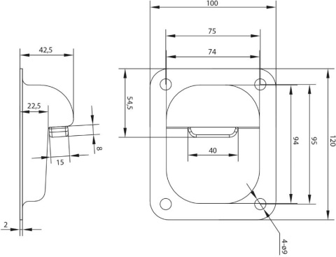 Przykręcany stoper do bramy PSG 61.092.OG (120x100/H43) z gumowym odbojem PSG