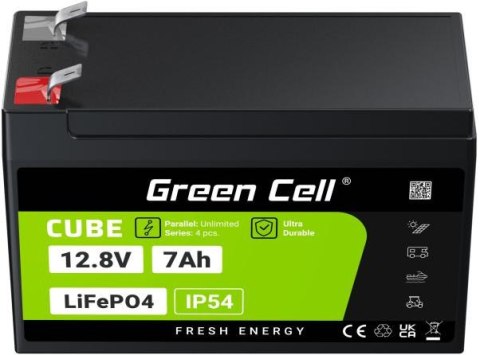 AKUMULATOR LITOWO-ŻELAZOWO-FOSFORANOWY LiFePO4 Green Cell Cube 12.8V 7Ah LFPGC12V7AH