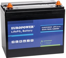 Akumulator LiFePO4 EUROPOWER serii LFP 25,6V 50Ah Bluetooth, mata grzewcza (Żywotność ~4000 cykli)