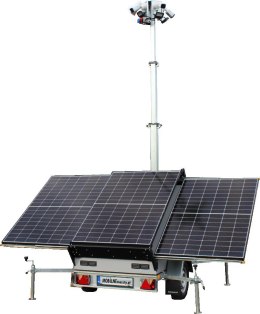 Przyczepa wieża do monitoringu PV3 z zabudową z systemem na fotowoltaikę