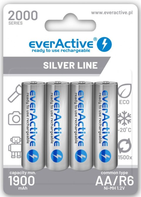 Akumulatorki AA / R6 Ni-MH everActive 2000mAh Silver Line (box 4 szt.) EVERACTIVE