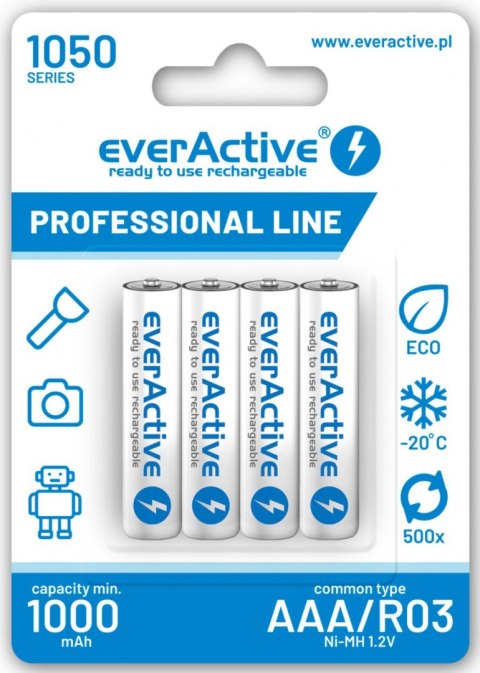 Akumulatorki AAA / R03 Ni-MH everActive 1050mAh Proffesional Line (box 4 szt.) EVERACTIVE