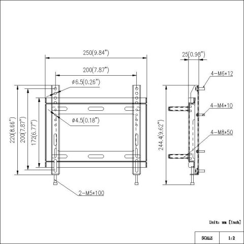 Uchwyt ścienny monitora Hikvision DP-D501940-1X1-Q1-NW-Q0.1-TY/V200