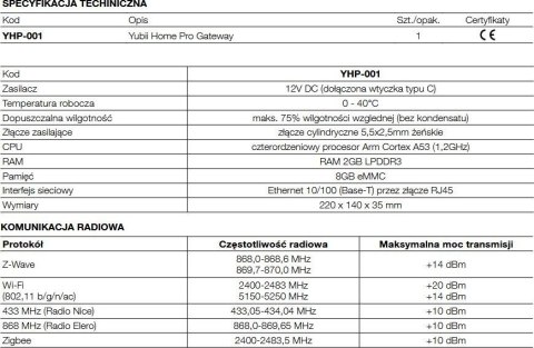 Nice Yubii Home Pro YHP-001 EU centrala sterująca urządzeń inteligentnego domu
