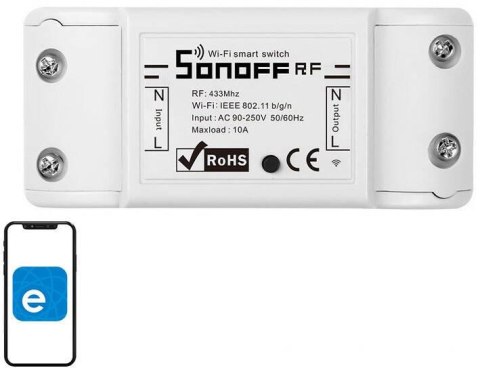 Inteligentny włącznik Sonoff RF R2 sterowany w zasięgu WiFi lub radiowo 433MHz Model: M0802010002
