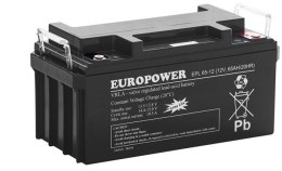 Akumulator 12V 65Ah AGM EUROPOWER seria EPL (projektowana żywotność do 15 lat) Model: EPL 65-12