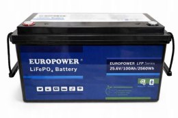 Akumulator 25,6V 100Ah LiFePO4 EUROPOWER seria LFP, bluetooth, mata grzewcza (trwałość ok 4000 cykli) Model: LFP/24/100/E/B/HT