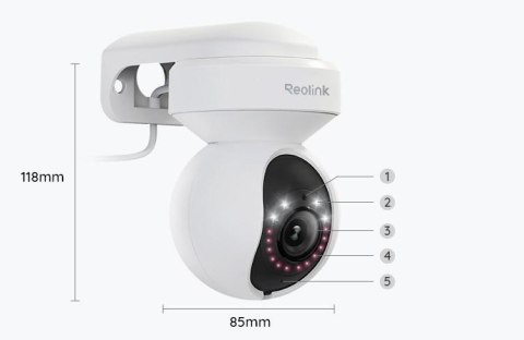 Kamera IP Reolink E Series E540 PTZ 5MP Wi-Fi LED biała